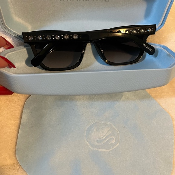 Swarovski Black Sunglasses with Crystal Accents - Picture 9 of 12